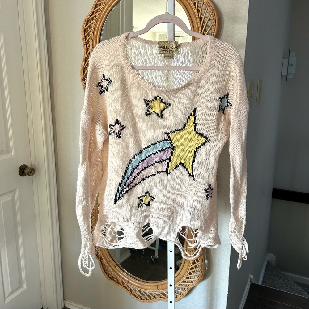 Wildfox / white label shooting star Lennon sweater
